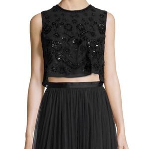 Black Sequin Embroidered Top